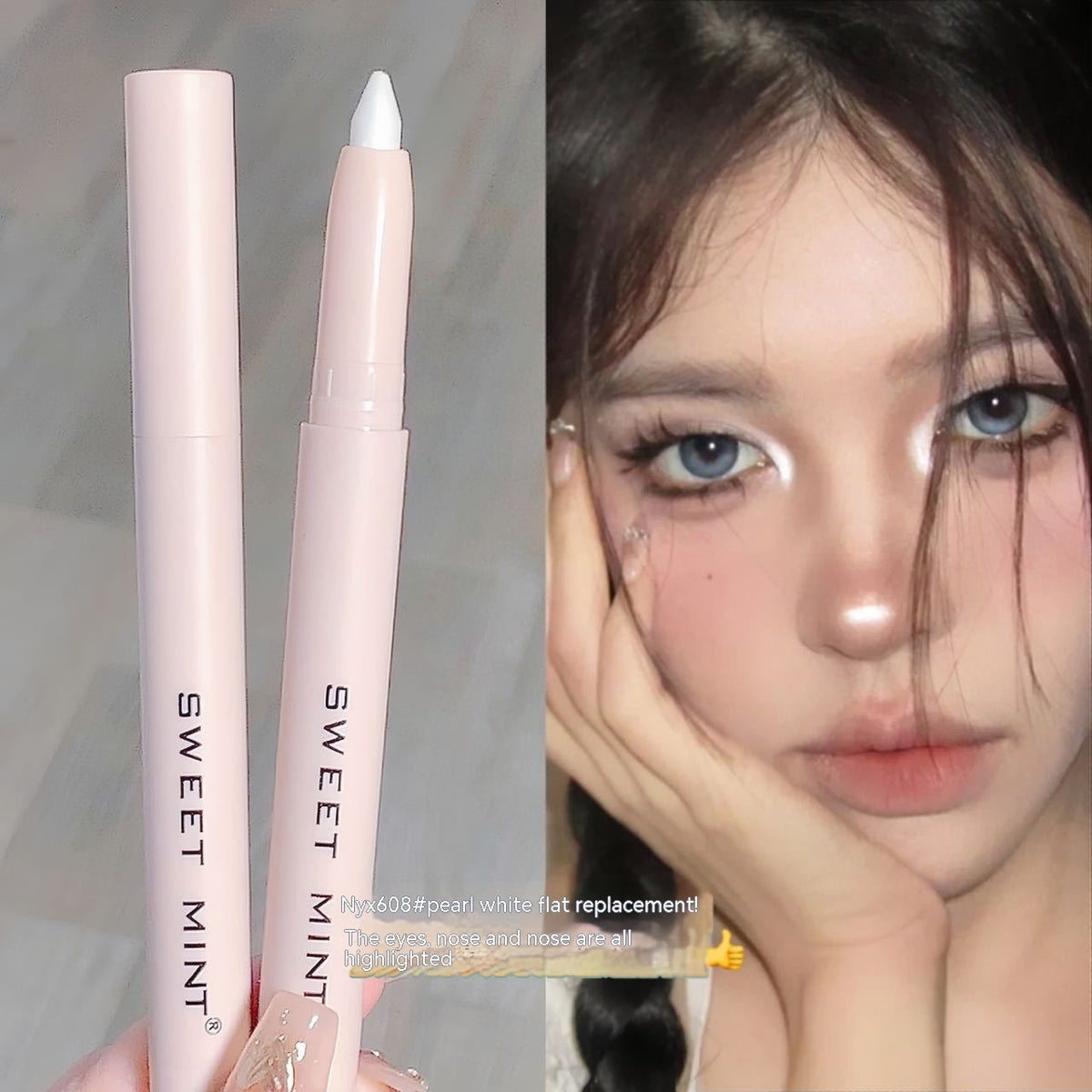 Crouching Silkworm Eyeliner Pen Makeup Brightening 02 Color Pearlescent White