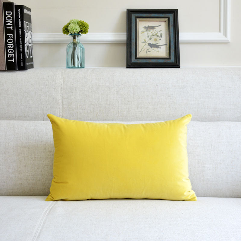 Sofa Velvet Throw Pillow Yellow 30x50cm