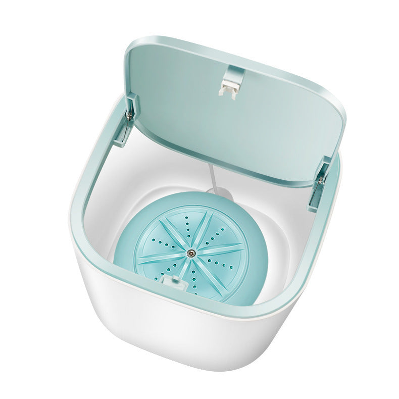 Household Small Laundry Bucket Mini Turbo Table Washing Machine Student Dormitory Underwear Socks Washer Macaron blue USB