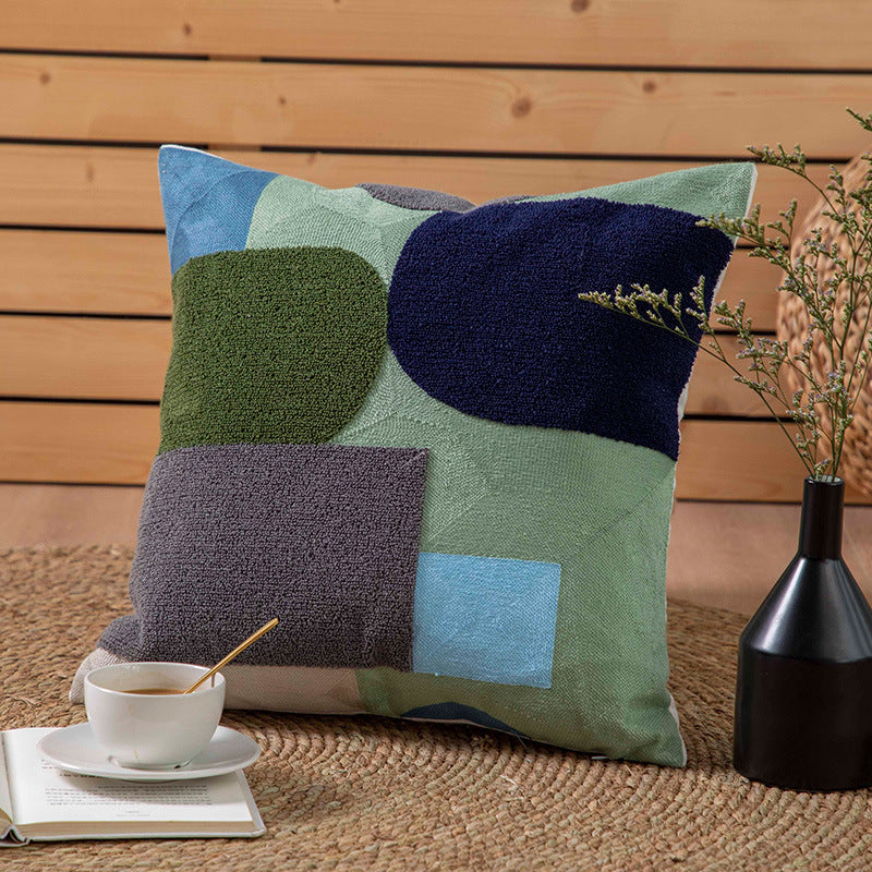 Simple Embroidered Throw Pillow Cushion Cover Greeen Single set