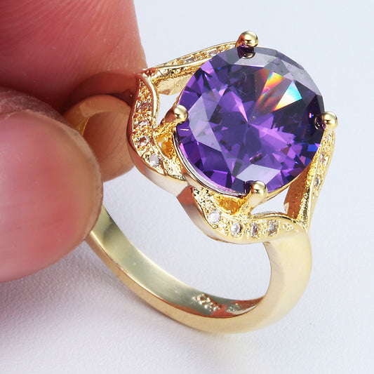 Copper Inlaid Zircon Ring
