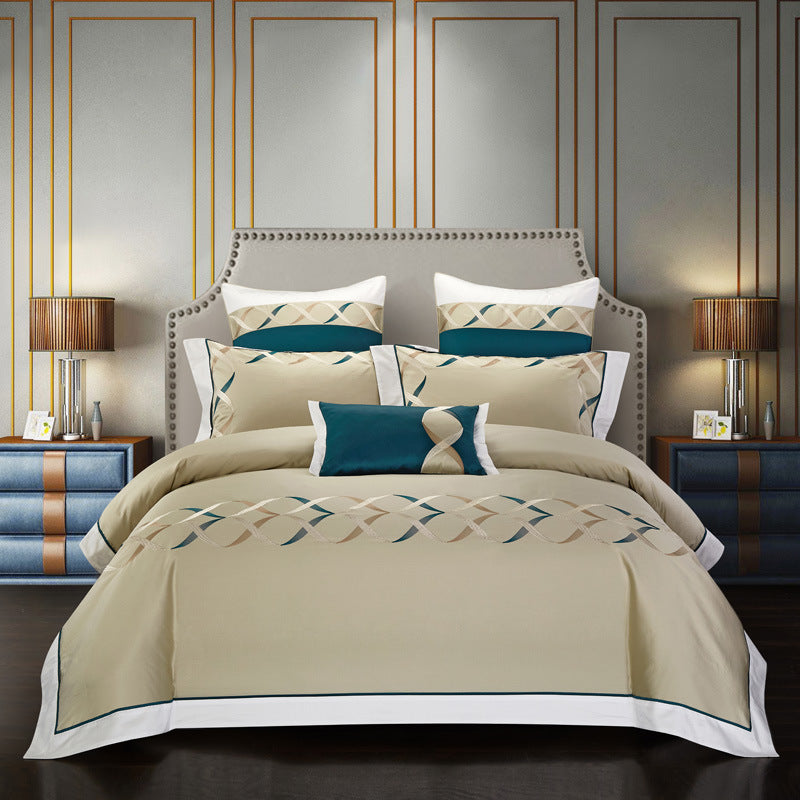 Four-piece cotton embroidery embroidery home textile Wave