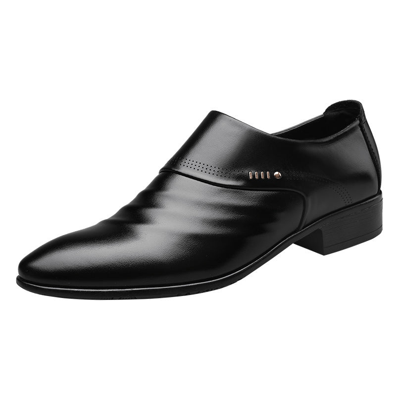Casual pointed toe shoes men leather shoes men Black Glossy