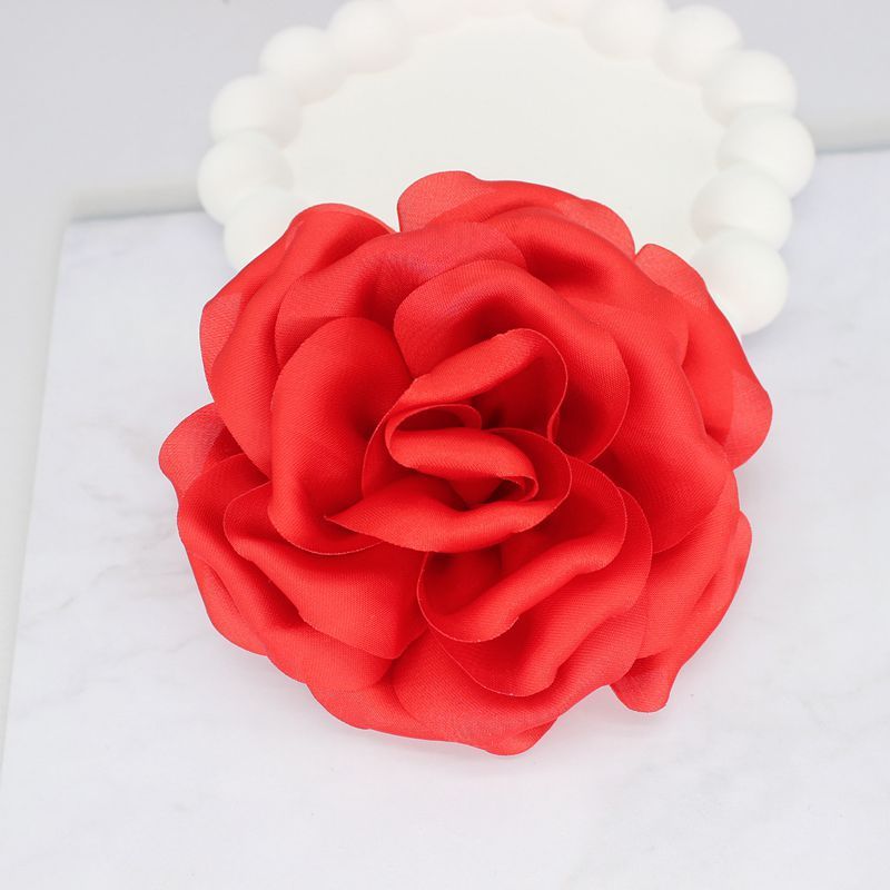 Elegant Business Suit Accessories Big Flower Sweater Brooch Bright Red