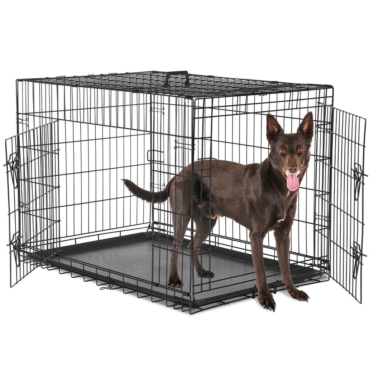 A Dog Cage With Two Doors 36double door