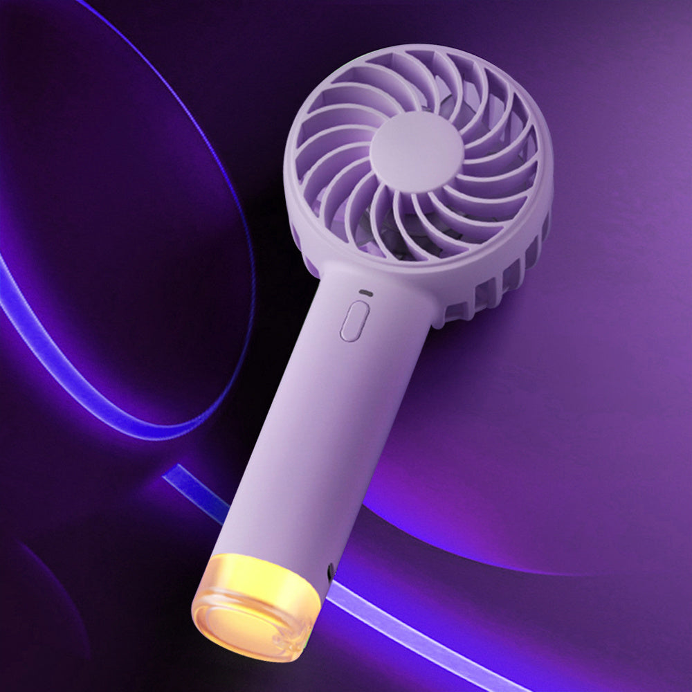 Little Bee Portable Color Cute Charging Wearing Small Lamp Handheld Electric Fan Round Handle Purple