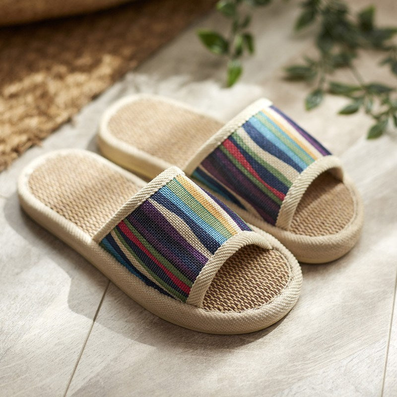 Home Men And Women Cowhide Soft Bottom Casual Indoor Sandals Flower Color