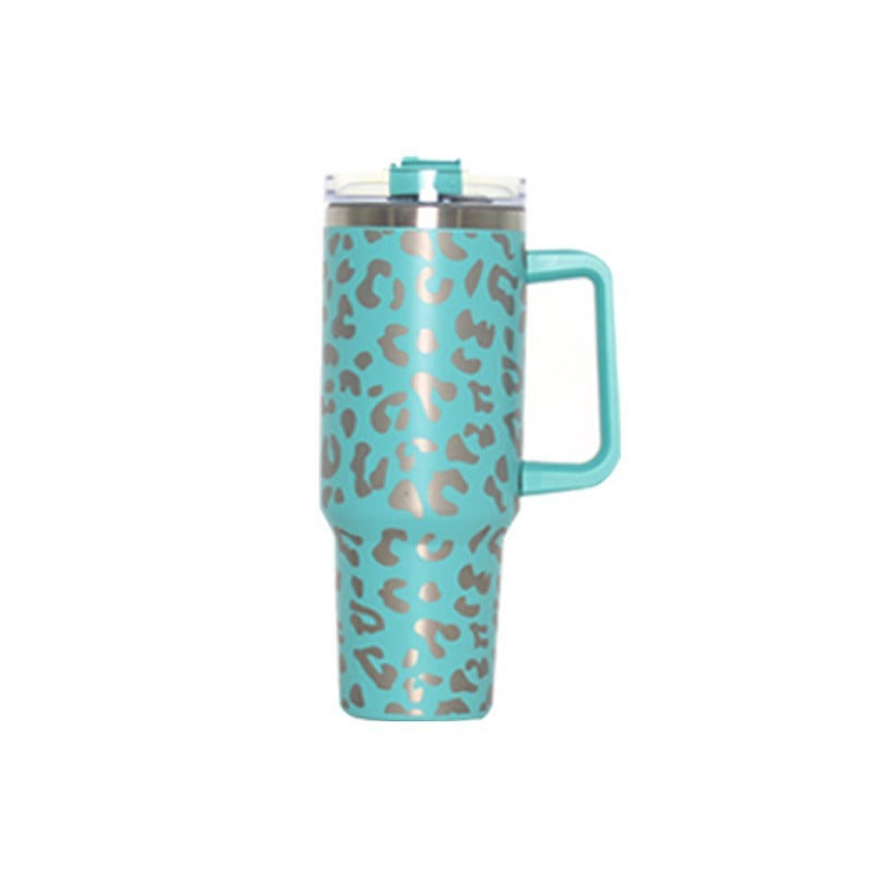304 Stainless Steel Vacuum Cup Second Generation 40oz Cup Laser Leopard Print Lake Green 40oz