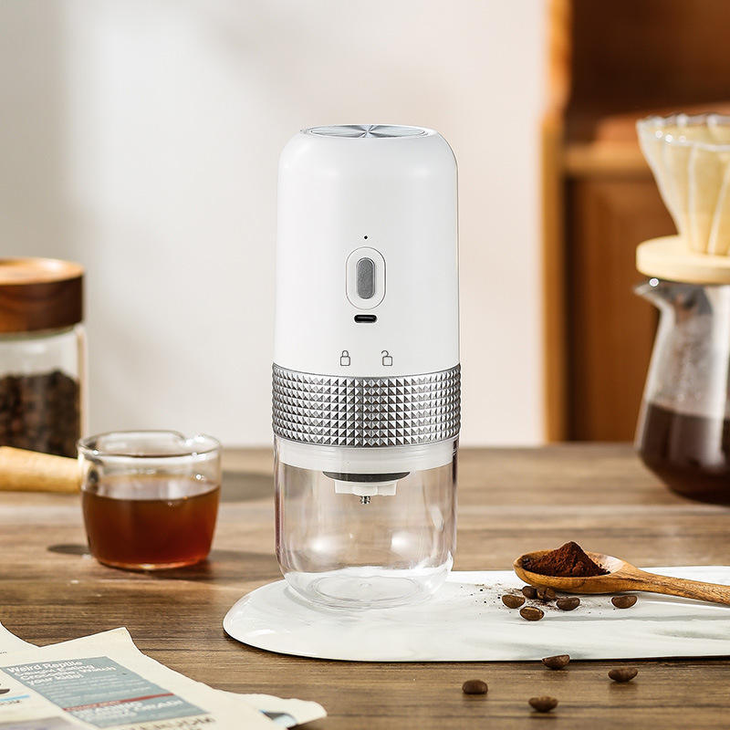 Electric Ceramic Coffee Grinder USB Charging Portable Outdoor Coffee Grinder White
