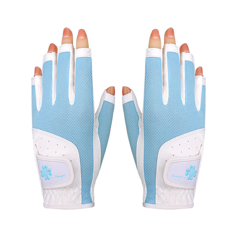 Breathable Non-slip Women's Golf Gloves Blue