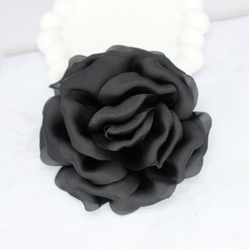 Elegant Business Suit Accessories Big Flower Sweater Brooch Black