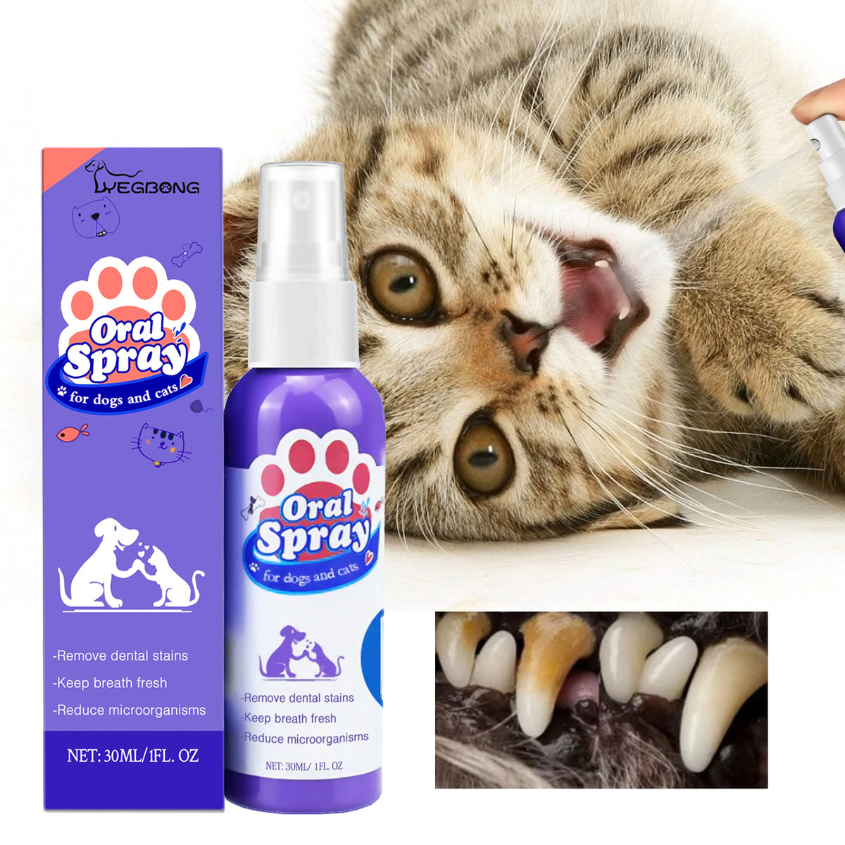 Cat And Dog Teeth Cleaning Spray To Remove Tooth Stains Fresh Breath Pet Oral Care Spray