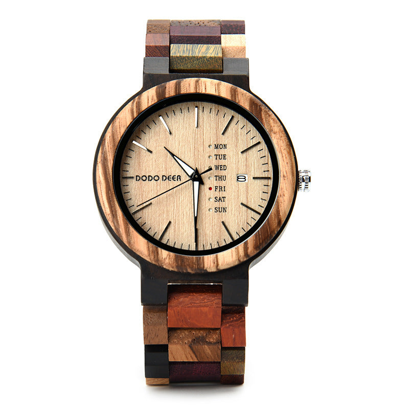 Wood Couple's European And American Style Calendar Watch A223 Men's