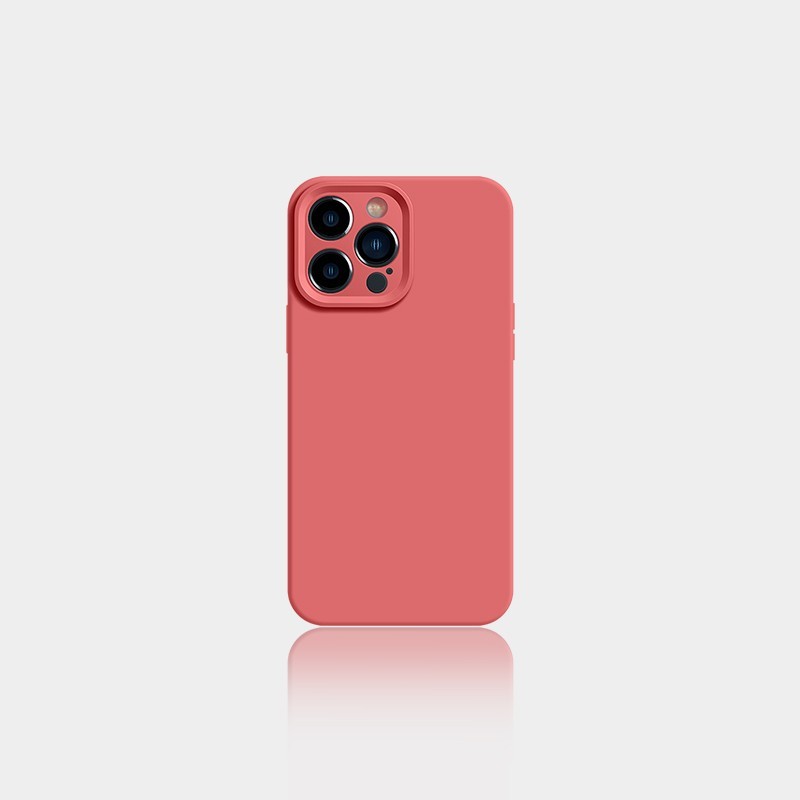 Liquid Silicone Solid Color Full Package Phone Case Pinkorange