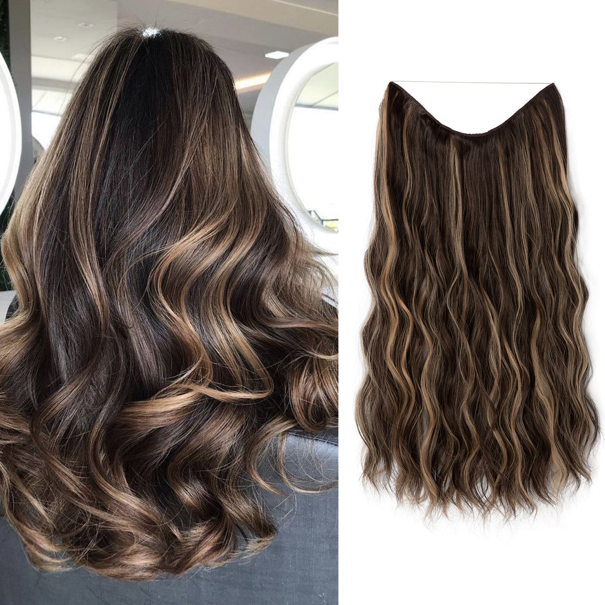 European And American Style Women Corn Curler Fishing Thread Long Curly Hair Wig 6H22