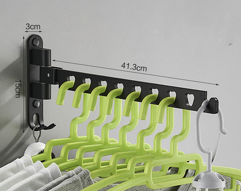 Punch-free Hanger Storage Rack Finishing Rack Space Aluminum Balcony Clothes Hanger Black Single shot
