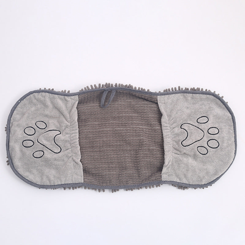 Pet Scrubbing Towel For Cats And Gloved Bath Towels Grey
