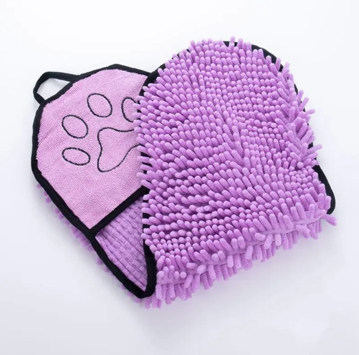 Dog Bath Robe Towel Quick Dry Pet Soft Towel Fiber Absorbent Cat Bath Towel Convenient Pet Cleaning Washcloth Thicken Durable Purple