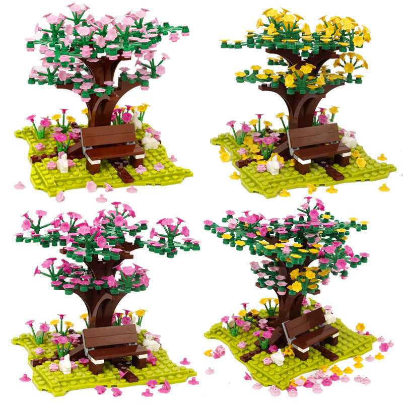 Sakura Trees Plants Animals Small Particles Assembling Educational Toys