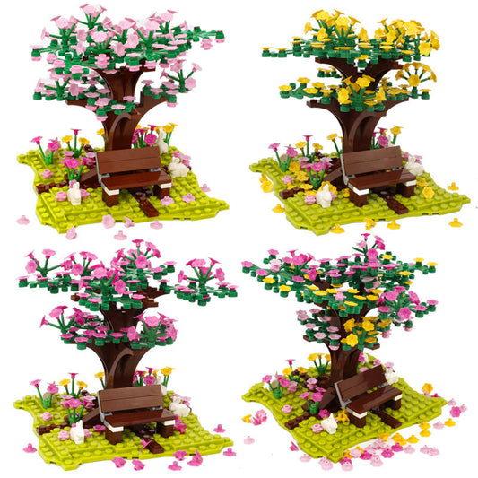 Sakura Trees Plants Animals Small Particles Assembling Educational Toys