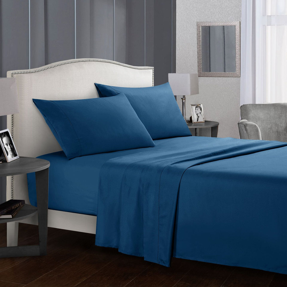 Four-piece bed sheet set Navy Blue