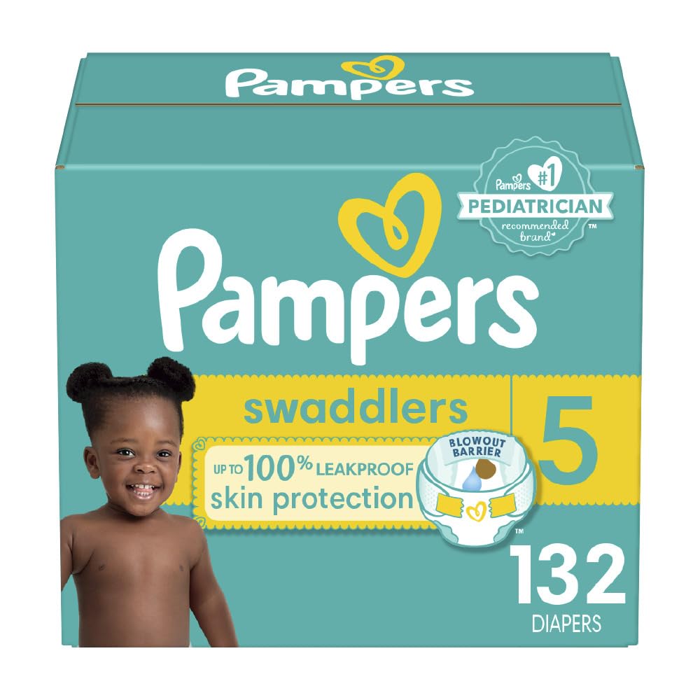 Pampers Baby Diapers - Swaddlers - Size 5, 132 Count, Ultra Absorbent Disposable Infant Diaper
