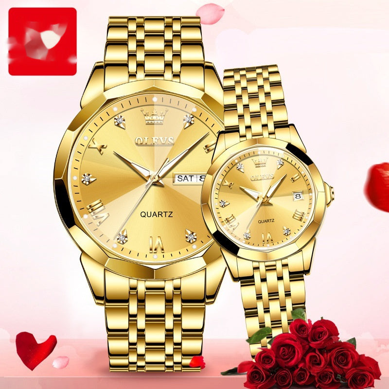 Quartz Watch Valentine's Day Gift Couple Watch Men Couple All Gold Pair