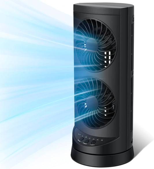 Personal Tower Cooling Fans that Blow Cold Air, Standing Small Desk Fan with 3 Speeds & Timer, 60° & 110° Oscillating Table Fan, Quiet and Safe Electric Floor Fan for Bedroom, Bedside, Home, Office