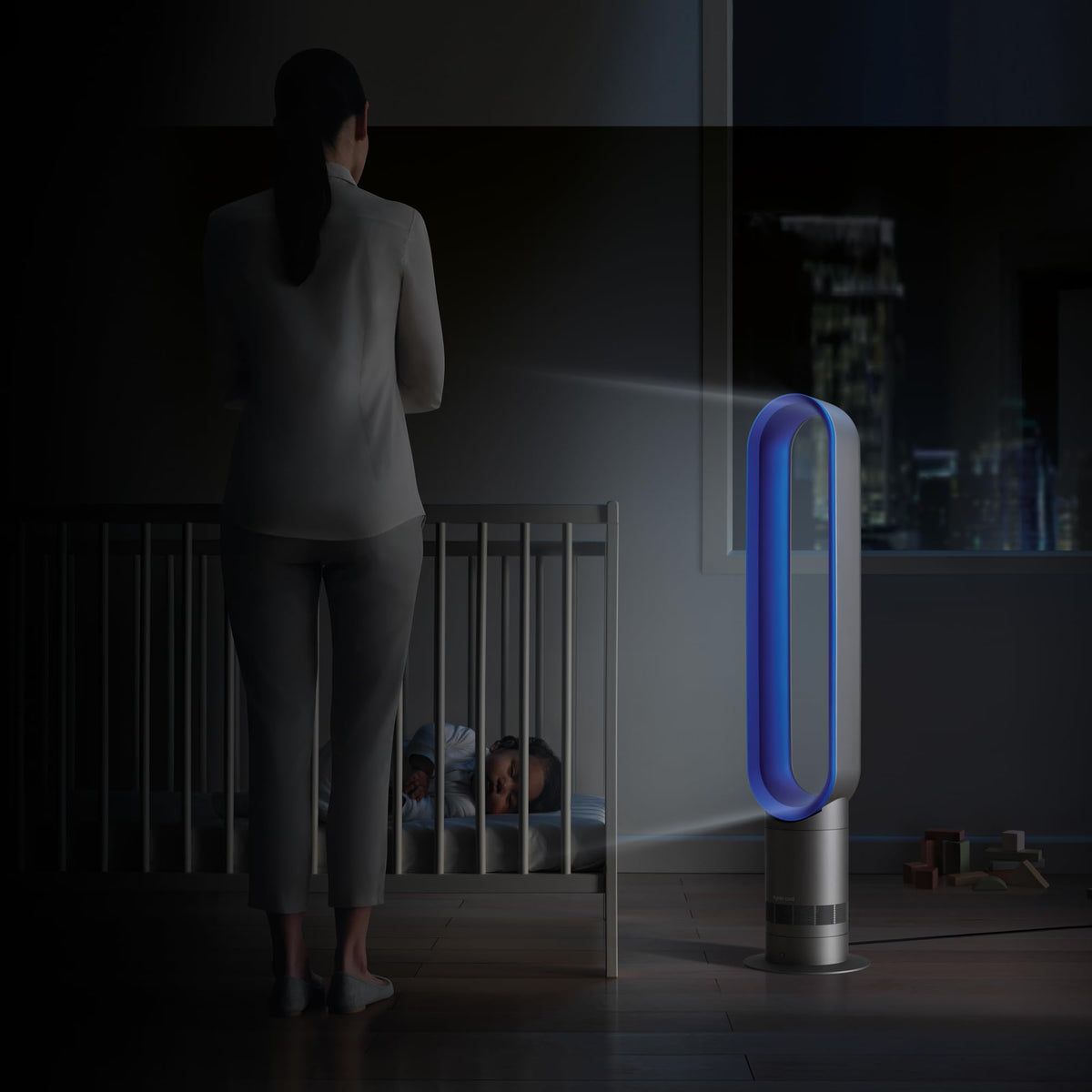 Dyson Cool AM07 Air Multiplier Bladeless Tower Fan, Iron/Blue
