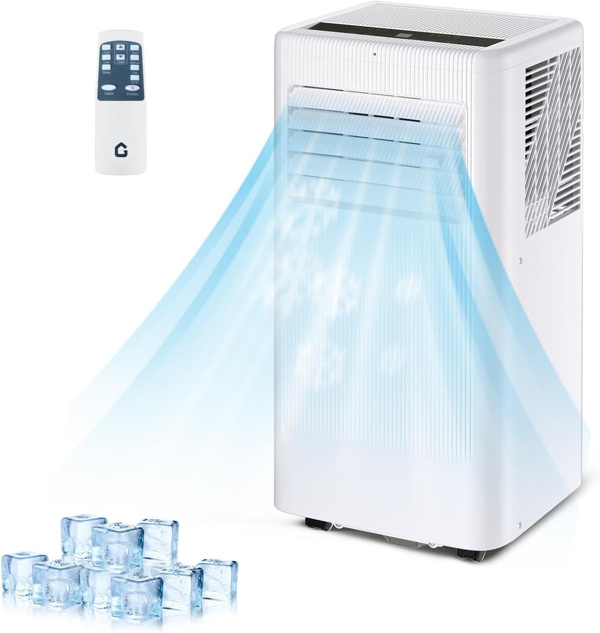 GarveeHome 10,000 BTU Portable Air Conditioners,3-In-1 Free Standing Cooling AC,Evaporative Air Cooler,3 IN 1 Portable AC Unit with Remote Control/LED Display/24Hrs Timer/Window Installation Kit