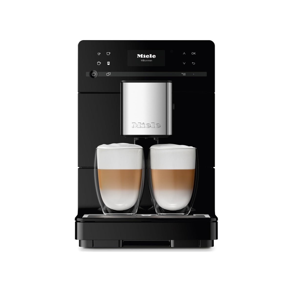 Miele CM 5310 Silence Automatic Coffee Maker - With OneTouch for Two, AromaticSystem, coffee pot, cleaning programs and more, in Obsidian Black