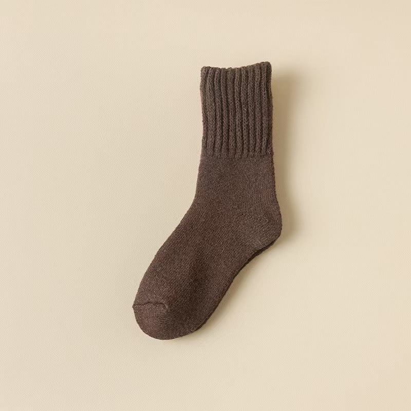 Wool Women's Medium Stockings Thickened Keep Warm Pure Color Deep Coffee Free Size Simple Package