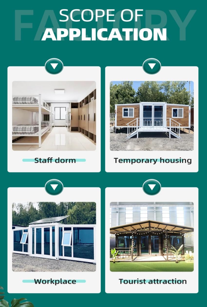 Portable Prefabricated Tiny Home for Sale, 19x20FT Prefab Modular Home with 2 Bedrooms, 1 Equipped Full Bathroom & Kitchen, Expandable Container House to Live in for Adults