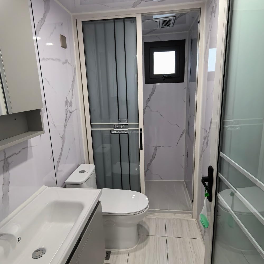 Portable Prefabricated Tiny Home for Sale, 19x20FT Prefab Modular Home with 2 Bedrooms, 1 Equipped Full Bathroom & Kitchen, Expandable Container House to Live in for Adults
