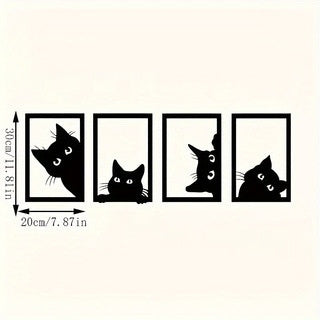 Black Cat Metal Wall Art Decoration Suit One Set