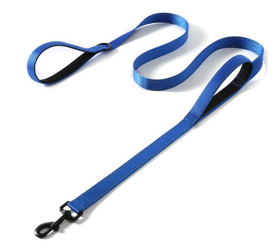 Pet Double Handle Pull Leash Blue