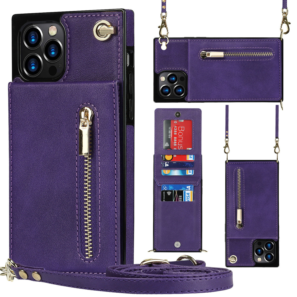 Zipper Phone Case Phone Case Crossbody Purple