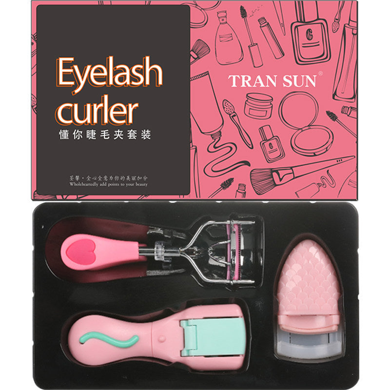 Portable mini eyelash curler Pink 3 box set