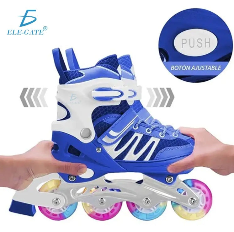 Adjustable Inline Skates 6 Wheels With Protective Kit For Kids Size L