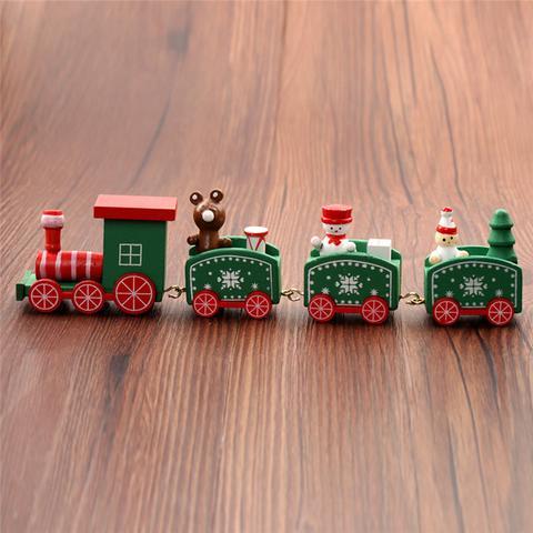4pcs Mini Wood Train Toys A Green