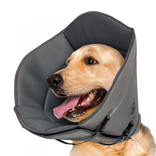 IFurffy Dog Cone For After Surgery,Breathable Soft Dog Cone For Large Medium Small Size Dog, Adjustable Drawstring And Buckle Dog Recovery Collar To Stop Licking And Scratching Wound,XL