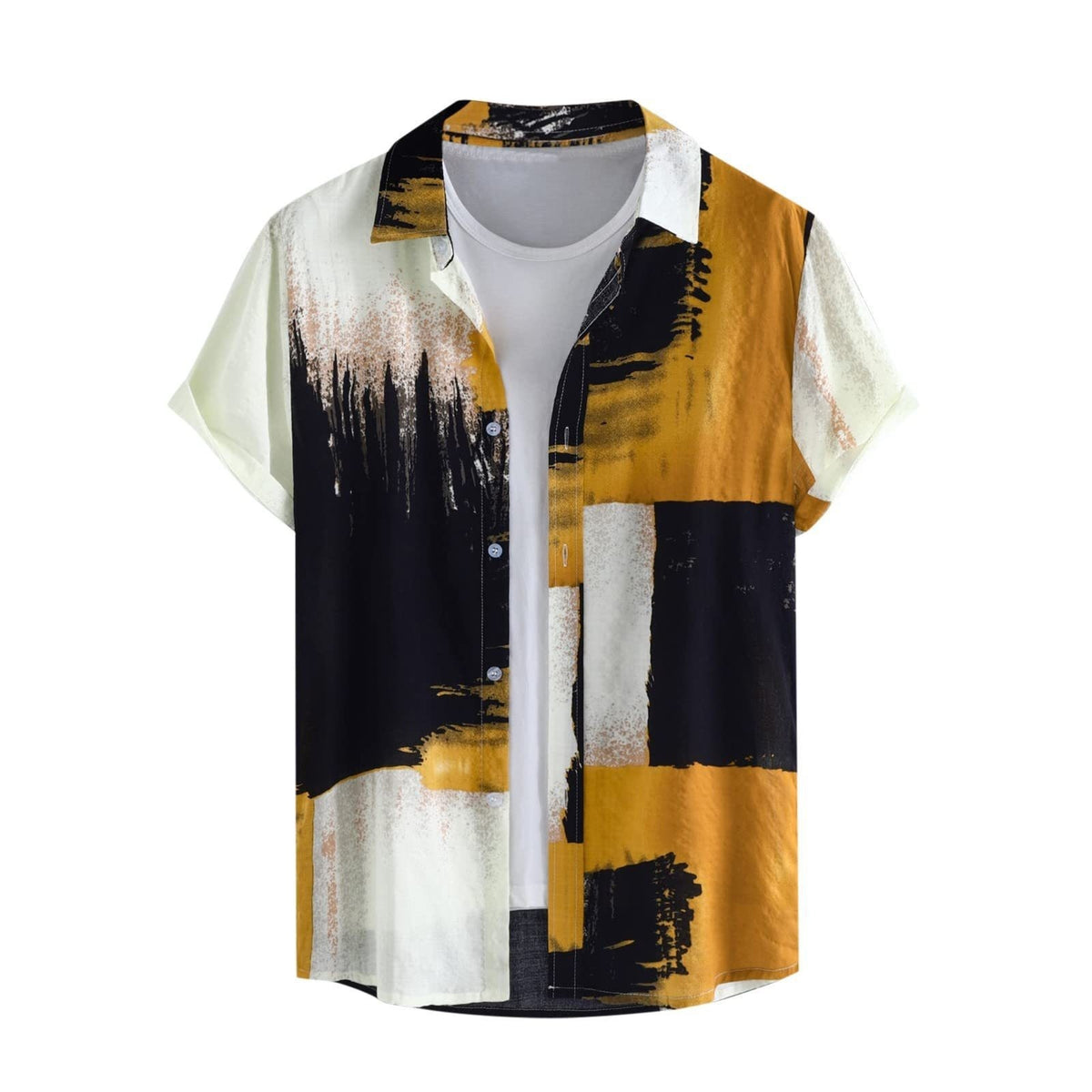 Men's Casual Fashion 3D Digital Printing Short Sleeve Shirt ZM3935