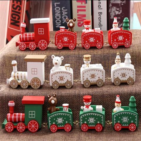 4pcs Mini Wood Train Toys A 3pcs