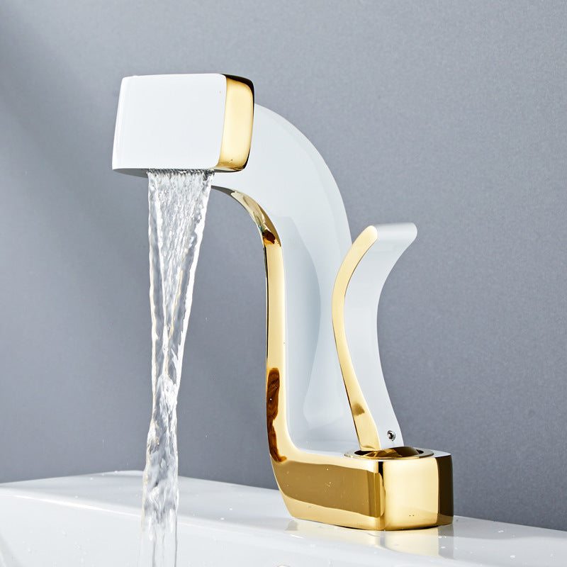 Bathroom Bathroom Vanity Vanity Sink Faucet White with gold