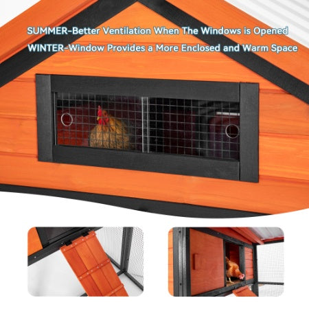 Durable Wood And Iron Chicken Coop With Runway And Waterproof Roof, Suitable For 5-7 Chickens, Built-in Nesting Box