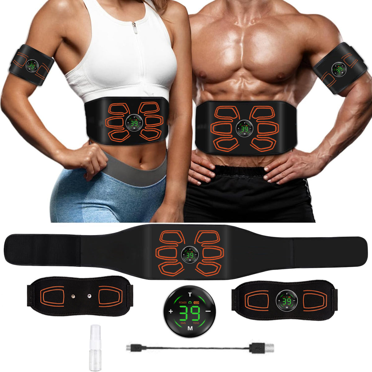 Lazy Man Abdominal Muscle Pad - Abdominal Strengthening and Toning Machine Touch screen orange three-piece set