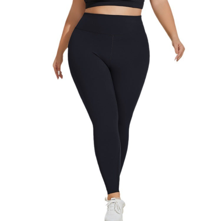 Plus Size Yoga Pants High Waist Hip Lift Seamless Cloud Sense Women's Fitness Exercise Quiet Black