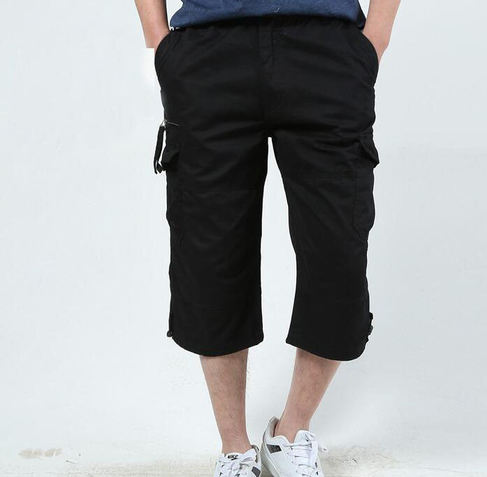 Men's Summer Leisure Cropped Cotton Pants Black