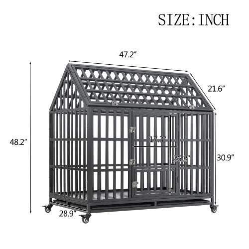 Heavy Duty Dog Kennel Pet Cage With Roof And Windows