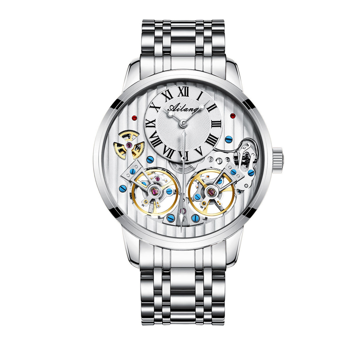 Men's watch automatic mechanical watch Silver steel belt